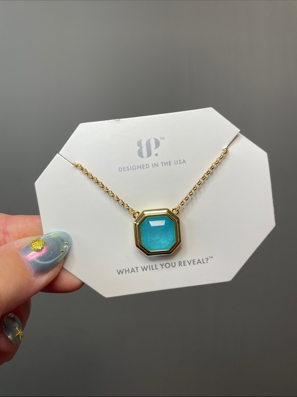 Bomb Party "A Quickened Pulse" Blue Quartz on Gold Plating - NWT $126 MSRP